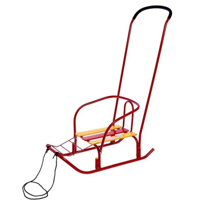 Санки металлические 740х385х415 см до 25 кг с толкателем алый Ветерок-7 Nika