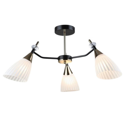 Люстра 3 плафона 72*34 см Е27 60Вт 12м2 плафон стекло черный Baizheng