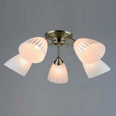 Люстра 5 плафонов 64*19,5 см Е27 60Вт 20м2 плафон стекло бронза Baizheng