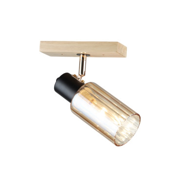 Светильник спот 1 плафон 19,5*7*18 см Е27 60Вт 4м2 дерево плафон стекло Baizheng