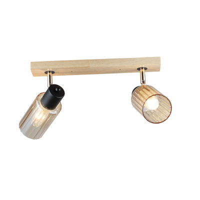 Светильник спот 2 плафона 47*7*18 см Е27 60Вт 9м2 плафон стекло дерево Baizheng