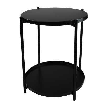 Стол-поднос металлический 2-х ярусный 42*52 см круглый на ножках черный Baizheng