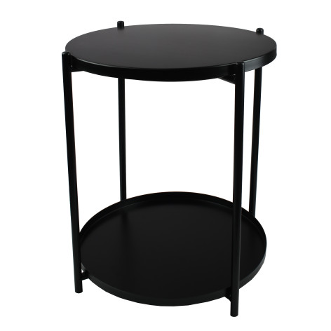 Стол-поднос металлический 2-х ярусный 42*52 см круглый на ножках черный Baizheng