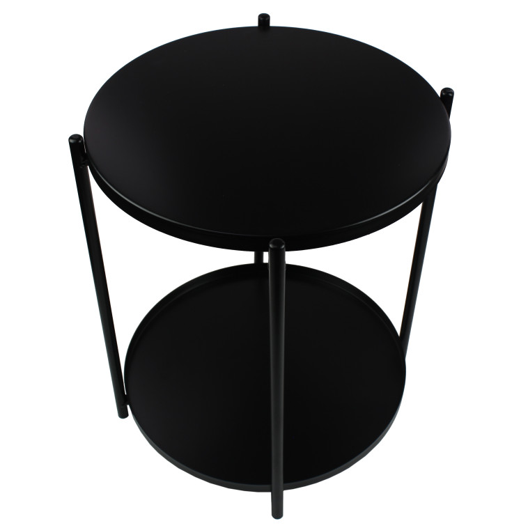 Фото Стол-поднос металлический 2-х ярусный 42*52 см круглый на ножках черный Baizheng