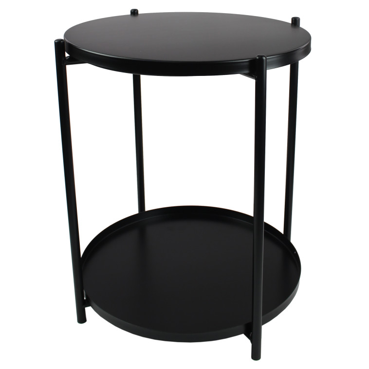 Изображение Стол-поднос металлический 2-х ярусный 42*52 см круглый на ножках черный Baizheng