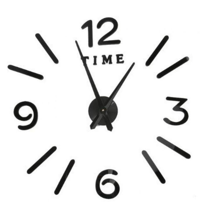 Часы пластиковые настенные  110х110 см самоклеящиеся 4 цифры черный Time Baizheng