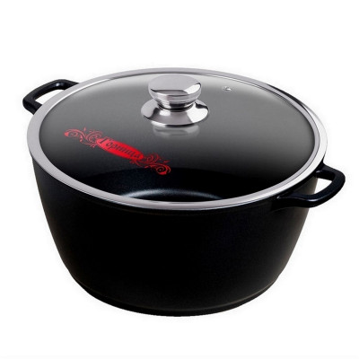 Кастрюля алюминиевая  8 л стекл крышка под упак Классик Горница