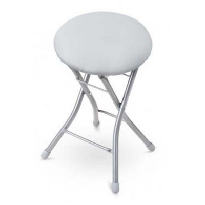 Табурет металлический складной 330*330*480 мм с мягким сиденьем светло-серый Nika