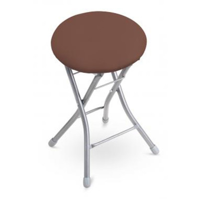 Табурет металлический складной 330*330*480 мм с мягким сиденьем коричневый Nika