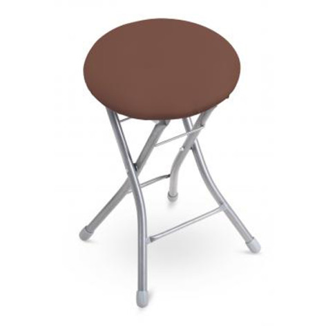 Табурет металлический складной 330*330*480 мм с мягким сиденьем коричневый Nika