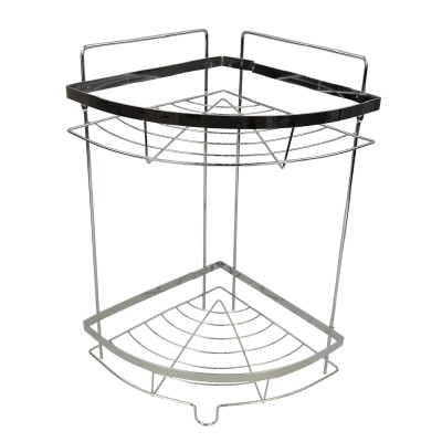 Полка металлическая для ванной 2-х ярусная 22*22*39 см угловая подвесная серый JB Baizheng