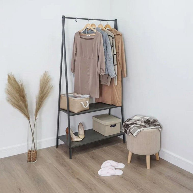 Изображение Вешалка металлическая гардеробная 94х41,5х175 см графит полки Алабама 32 ЗМИ