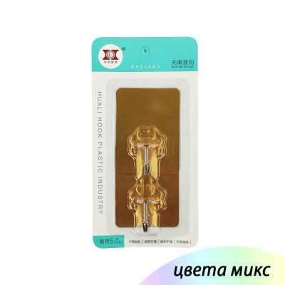 Крючок пластиковый самоклеящийся 2 шт 6*8 см прозрачный Baizheng