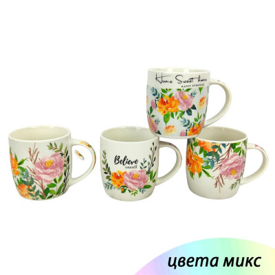 Кружка керамическая 350 мл микс Цветы Baizheng