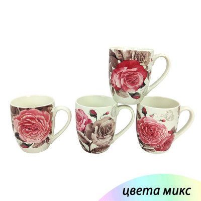 Кружка керамическая 360 мл под упак микс Розы Baizheng