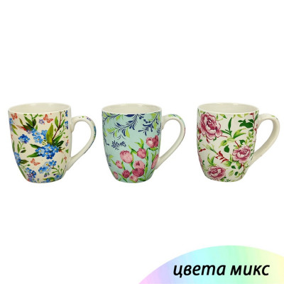 Кружка керамическая 360 мл под упак микс Цветочная Baizheng