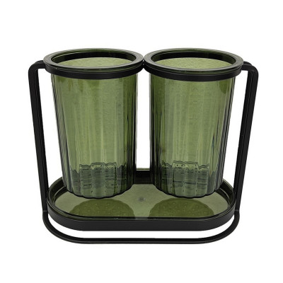 Подставка пластиковая для столовых приборов 20х11х17 см 2 секции круглые Fessle Подставка пластиковая для столовых приборов 20х11х17 см 2 секции круглые Fessle