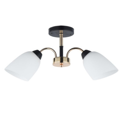 Люстра 2 плафона 50*12*25 см Е27 60Вт 9м2 плафон стекло черно-золото Baizheng