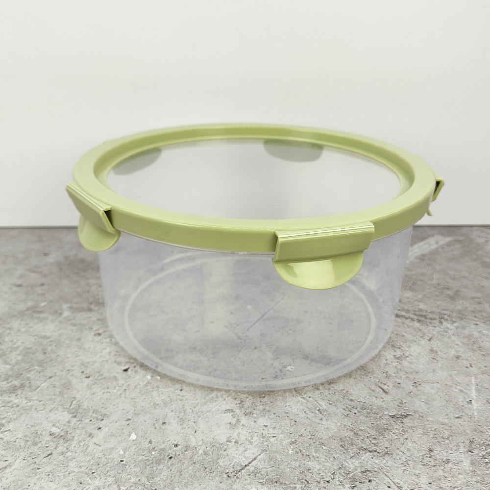 Контейнер пластиковый 2,2 л круглый с крышкой прозрачно-зеленый Baizheng