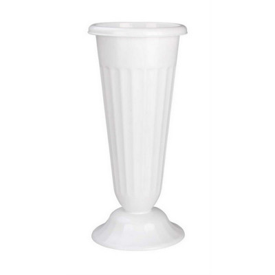 Ваза пластиковая для цветов под срез 21х21х44 см ножка поддон белый Альтернатива