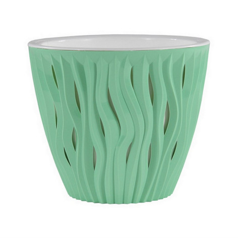 Кашпо пластиковое  1,6 л мята белая вставка Вдохновение Bmc