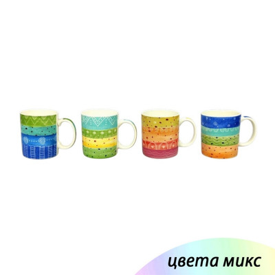 Кружка фарфоровая 350 мл микс Рельефы Baizheng
