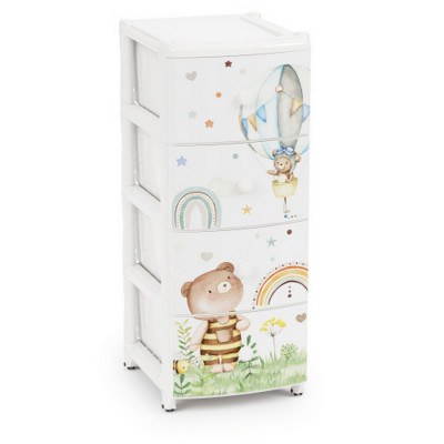 Комод пластиковый 4-х секционный 395х500х980 мм Мишутки Альтернатива