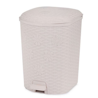 Ведро пластиковое для мусора  12 л 228х225х336 мм с педалью белый Плетенка Альтернатива