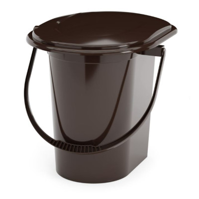 Ведро туалет пластиковое 17 л съемная крышка бежево-коричневый Альтернатива