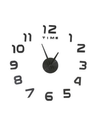Часы пластиковые настенные  55х55 см самоклеящиеся черный циферблат Time Baizheng