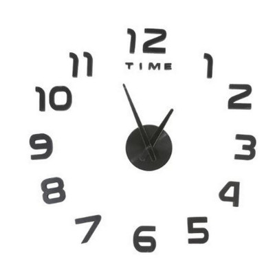 Часы пластиковые настенные  55х55 см самоклеящиеся черный циферблат Time Baizheng