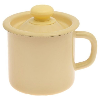 Кружка эмалированная 1 л с крышкой палевый Стальэмаль