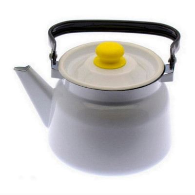 Чайник эмалированный 2,3 л пласт кнопка светлый Стальэмаль