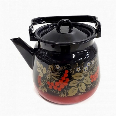 Чайник эмалированный 3,5 л петля красно-черный Рябинушка Стальэмаль Чайник эмалированный 3,5 л петля красно-черный Рябинушка Стальэмаль