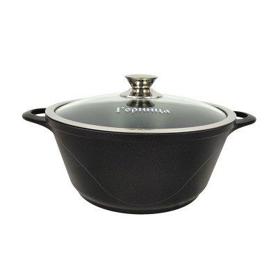 Кастрюля алюминиевая  3 л стекл крышка под упак Универсальная Классик Горница