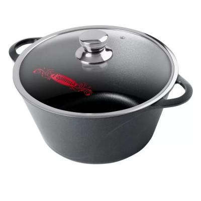 Кастрюля алюминиевая  4 л стекл крышка под упак Универсальная Классик Горница