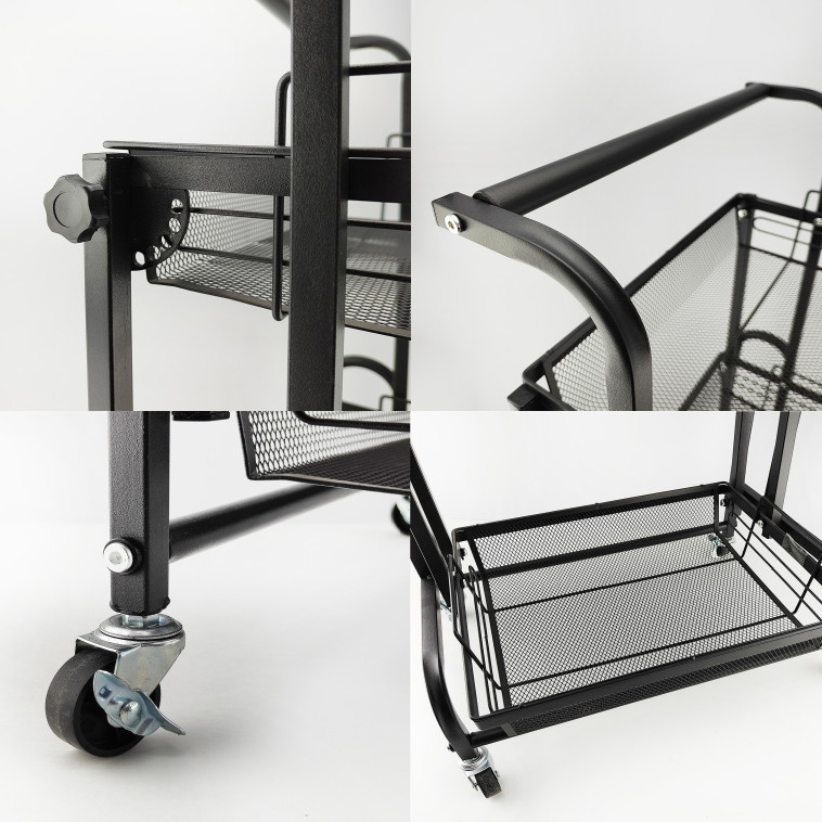 Фотография Этажерка металлическая 3-х ярусная 44х30х94.5 см на колесах микс BZ-102-3 Baizheng