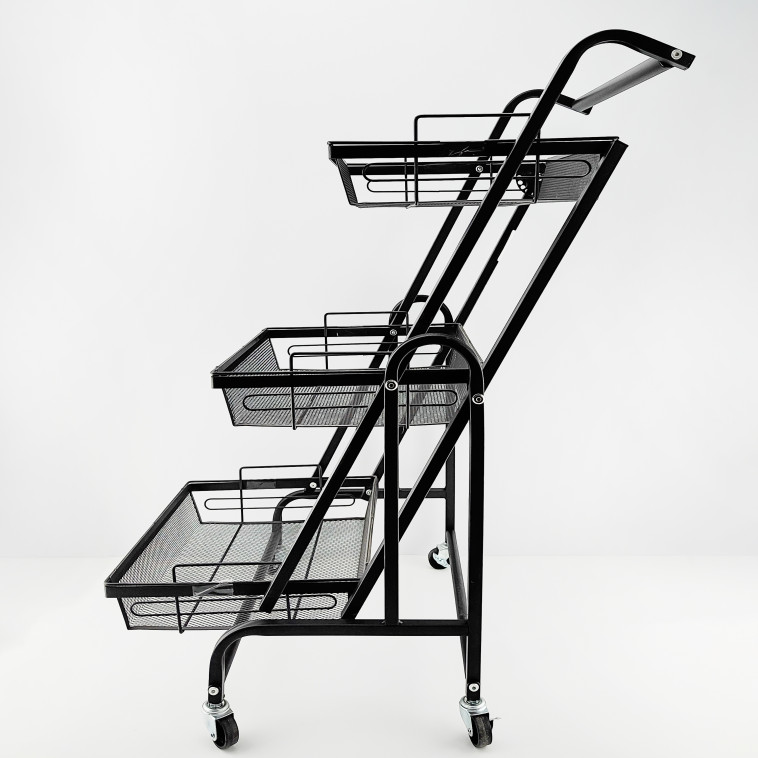 Cнимок Этажерка металлическая 3-х ярусная 44х30х94.5 см на колесах микс BZ-102-3 Baizheng