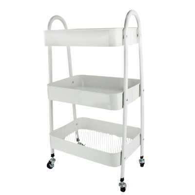 Этажерка металлическая 3-х ярусная 45х32х82 см на колесах микс BZ-107-3 Baizheng