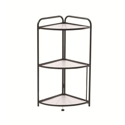 Этажерка металлическая 3-х ярусная 35х35х85 см угловая складная Baizheng