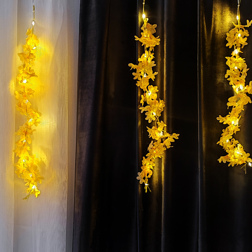 Гирлянда светодиодная 3*0,6 м 100 Led бахрома желтый Цветы NP-3390 Fex