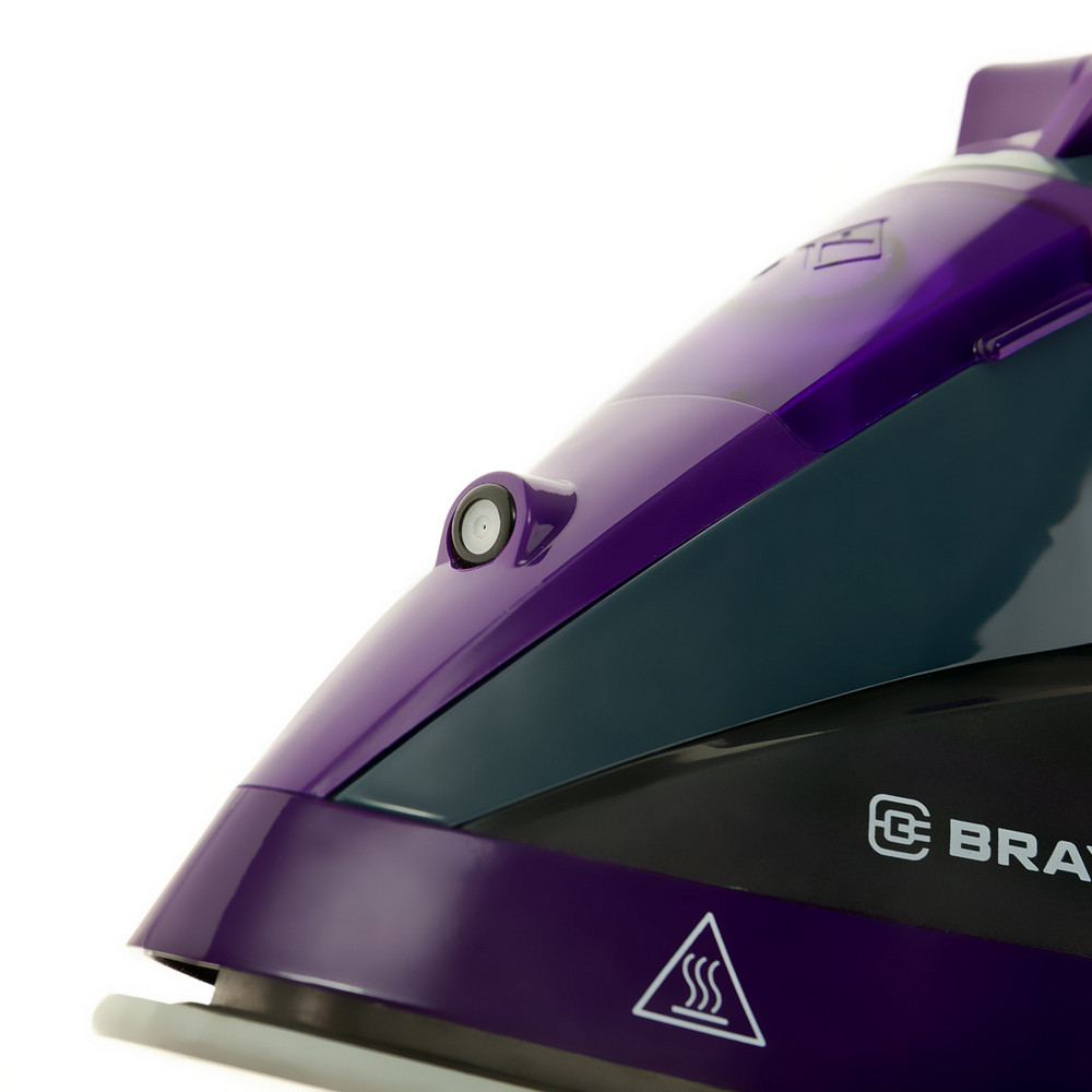 Утюг Brayer OneTemp 2,6 кВт с керамической подошвой, вертикальное отпаривание и самоочистка, фиолетовый