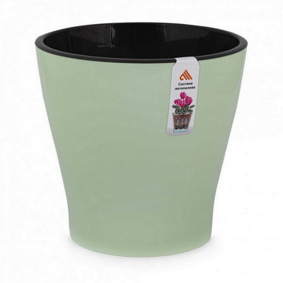 Кашпо пластиковое  3,6 л двойное с автополивом светло-зеленый Лея Альтернатива