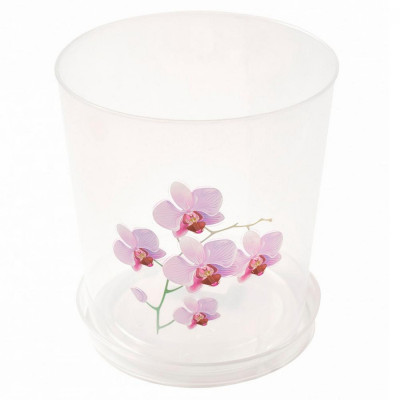 Горшок пластиковый  0,7 л для орхидеи поддон прозрачный Декор Альтернатива