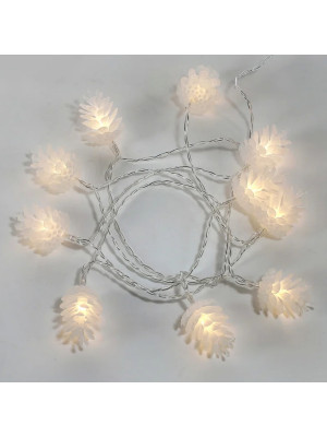 Гирлянда светодиодная  1,5 м 10 led батарейки 2*АА шишки белый теплый Neon-night