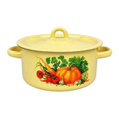 Кастрюля эмалированная 2 л петля палевый Август Стальэмаль