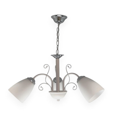 Люстра 3 плафона 54*52 см Е27 60Вт 12 м2 плафон стекло белый хром Baizheng