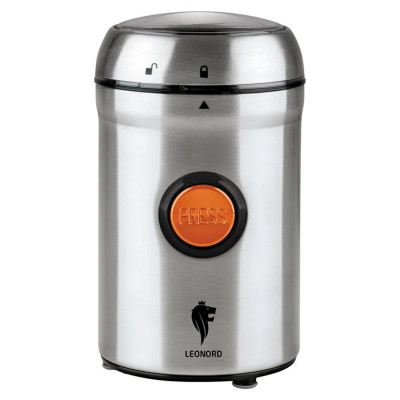 Кофемолка нержавеющая сталь 300 Вт 60 гр чаша сталь 3D форма ножей импульс стальной LE-1724 Leonord Кофемолка нержавеющая сталь 300 Вт 60 гр чаша сталь 3D форма ножей импульс стальной LE-1724 Leonord