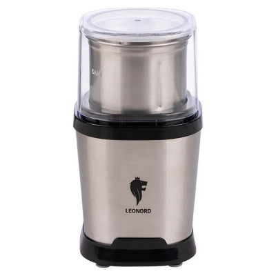 Кофемолка нержавеющая сталь 300 Вт 65 гр чаша сталь 3D форма ножей импульс стальной LE-1725 Leonord Кофемолка нержавеющая сталь 300 Вт 65 гр чаша сталь 3D форма ножей импульс стальной LE-1725 Leonord