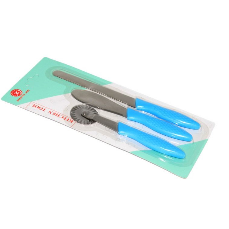 Фото Нож нержавеющая сталь 3 предмета 23 см пласт ручка микс Baizheng